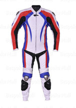 New Men&#39;s Motorcycle Cowhide Leather 1/2 Piece Suit Speed Hump Safety Pads-955 - £319.73 GBP