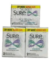 6 Bars Sure Bar Soap Unscented Bonus Size Deodorizing 4.12 Oz. Each  - £20.99 GBP