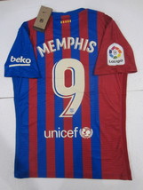 Memphis Depay FC Barcelona La Liga Match Slim Blue Home Soccer Jersey 2021-2022 - £79.93 GBP