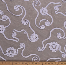 58&quot; White Ribbon Organza Sheer Bridal Fabric by the Yard D249.05 - £8.66 GBP