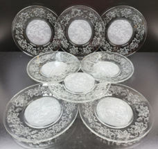 8 Princess House Fantasia Clear Luncheon Plates Set Embossed 437 Pointsetta Lot - £69.56 GBP