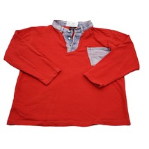 Spike Sweatshirt Mens S Red Upcycled Denim Jeans Collared VNeck Long Sle... - $22.75