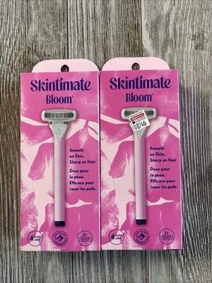 2x Skintimate Bloom Womens 4 Blade Razor 1 Handle Plus 2 Cartridges - $10.88