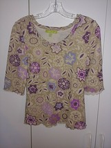 SIGRID OLSEN LADIES SS SEMI-SHEER/LINED TOP-PL-100% NYLON KNIT PULLOVER-... - $9.99