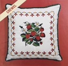 Vintage LeeWards Crewel Kit Strawberry Time 12" Pillow Needlcraft Embroidery - $32.41