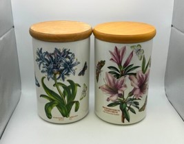 2x Portmeirion BOTANIC GARDEN Large Storage Jars w/ Lids - African Lily, Azalea - £111.88 GBP