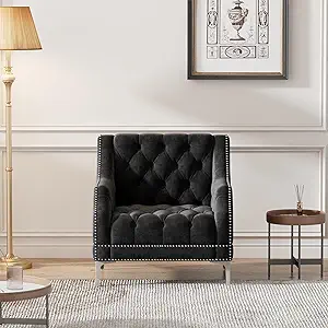 Merax, Black 33.5&quot; Modern Sofa Frosted Velvet Upholstered Couch Loveseat... - $407.99