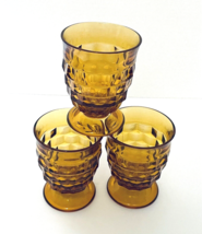 Whitehall Indiana Glass Flared Cubist Amber Footed 9 Oz Tumblers Juice G... - £14.70 GBP