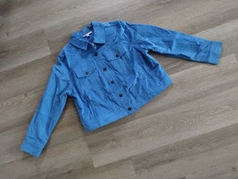 New NWOT Woman Within Button Up Jacket Womens Sz 12W Blue Corduroy Denim... - $19.79