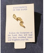Jesus Footprints in the Sand Christian Lapel Hat Pin, Gold Plate, Made i... - $13.71 CAD