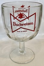 BUDWEISER BEER Red Bow Tie Logo Thumbprint Stemmed Beer Goblet ~ Vintage - $7.94