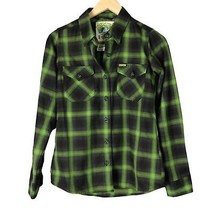 Dixxon Slimer Green and Black Plaid Flannel Button Up Shirt WOMENS Small - £74.36 GBP