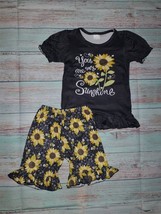 NEW Boutique Sunflower &#39;You are my Sunshine&#39; Girls Shorts Outfit 3T - £11.93 GBP
