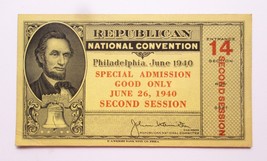 1940 Republican National Convention Spec Admission Ticket 6-26 2nd Sessi... - $7.91