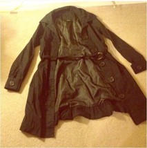 joujou premium denim black trench jacket, size small - £14.94 GBP