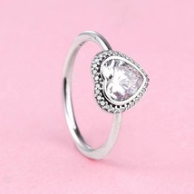 925 Sterling Silver Sparkling Heart With Clear CZ Engagement  Ring For Women - $19.66