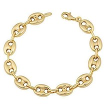 Classic 14k Solid Gold Over Men&#39;s Puffed Mariner Link Bracelet 8.25 Inches - £252.90 GBP