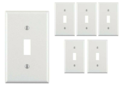 Wall Plate 4-1/2&#39;&#39; H x 2-3/4&#39;&#39; W Toggle, White-  Leviton 88001-000 (5-PACK) - $12.86
