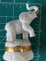 C. 11990 LENOX GOOD LUCK ELEPHANT TREASURE BOX &amp; GOLD ELEPHANT,inside FI... - $40.00