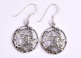 Handmade 925 Sterling Solid Silver Star Shape Women Wear Drop Dangle Earrings - £34.19 GBP+