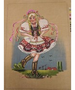 Russian Slavik Polish Girl Cross Stitch Linen Pattern Guide 10&quot; X 14&quot; - $38.47 CAD