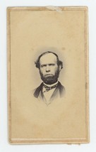 Antique CDV Circa 1860s Rugged Man With Shenandoah Beard Wearing Suit &amp; Tie - £9.58 GBP