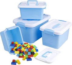 Wuweot 4 Pack Plastic Storage Bin With Lid, Latch Boxes Storage Container With - £32.47 GBP