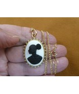 CA10-174) RARE African American LADY white + black CAMEO brass pendant n... - $380.54 MXN
