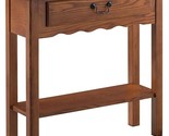 One Drawer Wave Hall Console Table With Shelf, Medium Oak, 28&quot; W - $208.99