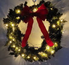 *A) Pre-Lit Mini LED Battery Operated 20&quot; Christmas Holiday Wreath With Bow - $12.86