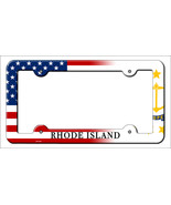 Rhode Island|American Flag Novelty Metal License Plate Frame LPF-478 - £15.14 GBP