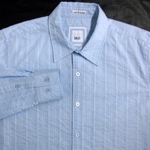 Bke Buckle Men&#39;s Sz (L) Blue Striped Slim Fit Stretch Long Sleeve Casual Shirt - £19.57 GBP
