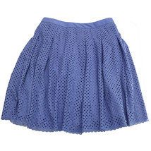 Lands End Women Size 4 Petite Pleated Eyelet Aline Skirt, Violet Sky - £22.34 GBP