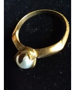 10K Yellow Gold Cultured Pearl Ring Size 4.75 - $94.05