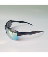 Sunglasses UV Protection Polycarbonate lens half frame wrap around black... - $20.90