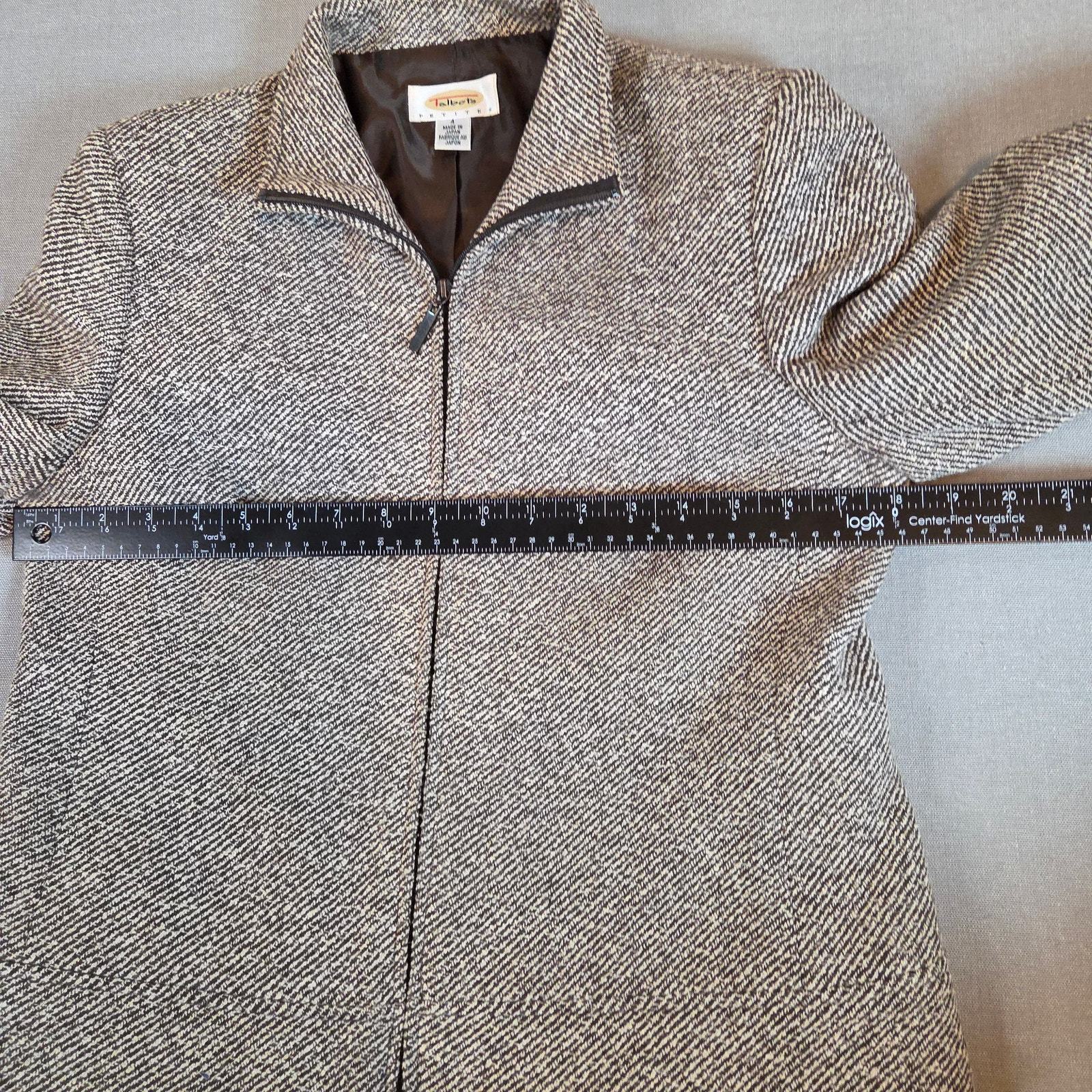 Vintage 90s Talbots Wool Silk Linen Tweed Jacket Brown Zip Front Women’s 6 Item image 8