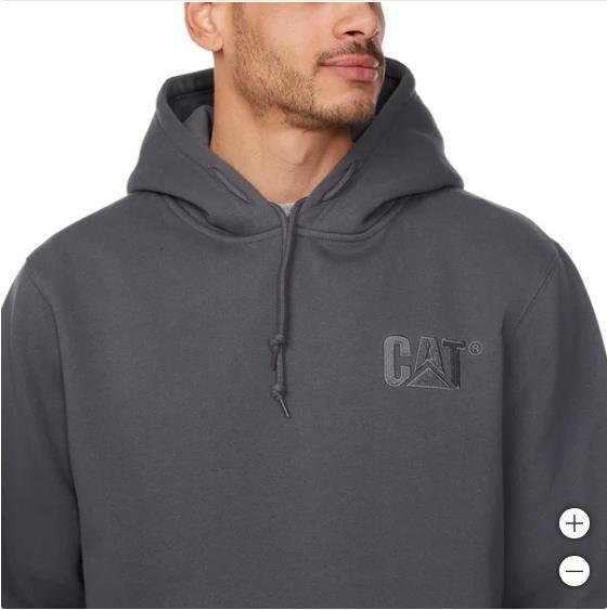 Caterpillar Mens Hoodie Gray Grey Kangaroo Pocket Heavyweight Long Sleeve Item image 4