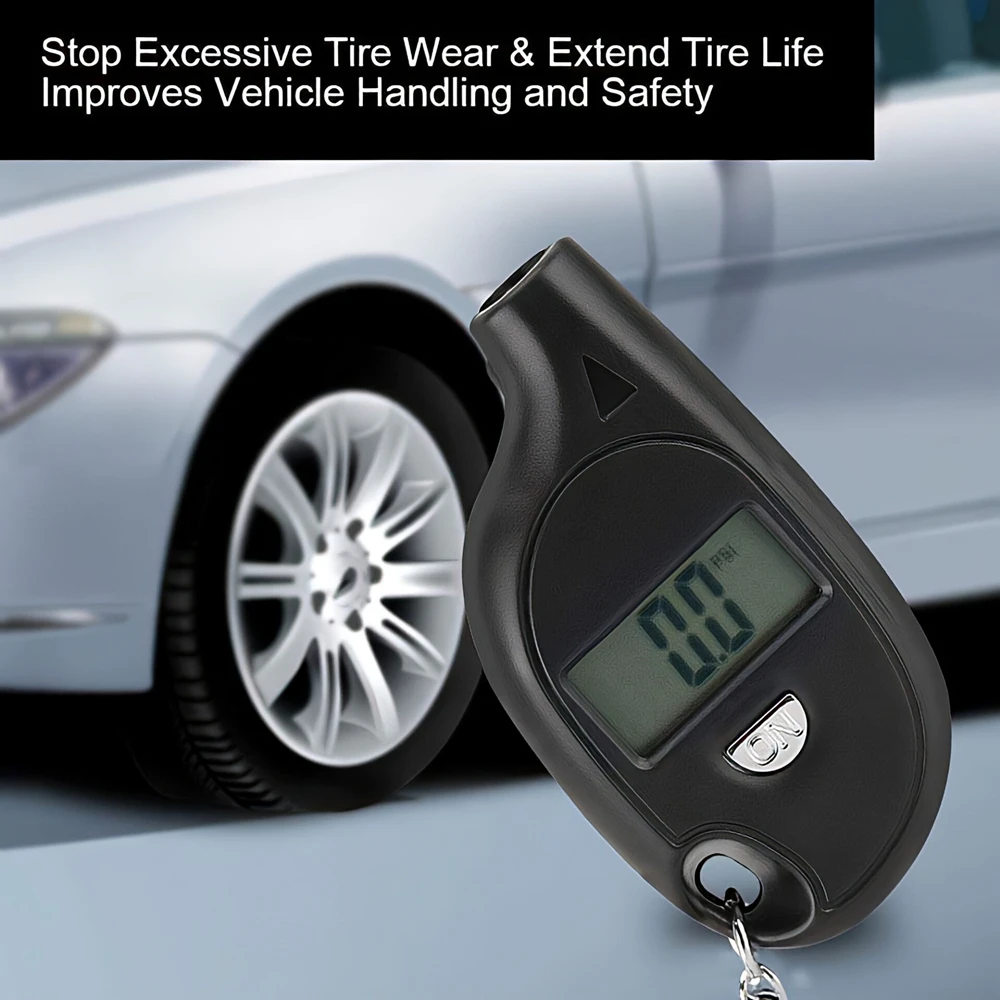 Mini Keychain Style Portable Tire Gauge Digital Lcd Display Car Air Pres... - £76.04 GBP