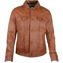 Trends Fashion Cafe Racer Distressed Brown Trucker Motorcycle Leather Jacket for - £115.31 GBP+