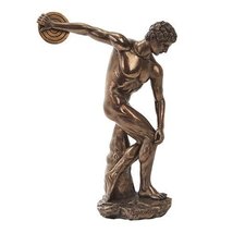 PTC 10.75 Inch Bronze Colored Discovolous with Disc Figurine Statue - $39.59