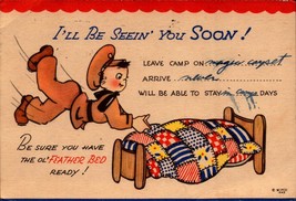 Comic 1943 I&#39;ll be Seein&#39; you soon -Linen MILITARY Postcard -BKC-1 - £5.82 GBP