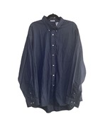 Izod Mens 80s 2 Ply Oxford Cotton Shirt XXL Blue Check Long Sleeve Dress... - $14.01