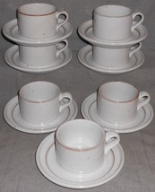 Set (7) Dansk Nielstone Sugar Sand Pattern Stoneware Cups &amp; Saucers - $79.19