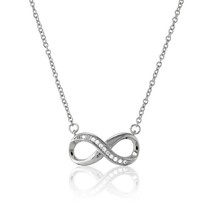 Sterling Silver White Topaz Infinity Necklace - £49.36 GBP