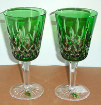 Waterford Lismore Crystal Emerald Green Goblet 2 Piece Set 10 oz. #40000648 NEW - £345.91 GBP