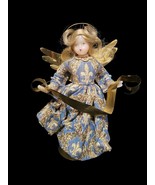Vintage Wax Angel Tree Topper Pauline Leidel Spreen W Germany 8in Gold B... - $89.09