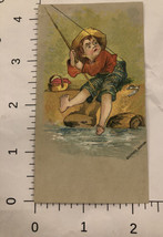 Young Boy Fishing Colorful Victorian Trade Card VTC 7 - £6.21 GBP