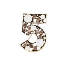 Fashion Pin for Women Alloy Cute Jewelry Rhinestone Luxury Design Number 5 Diamo - £8.67 GBP+