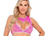Sequin Crop Top Heart Cut Out Wraparound Ties Sleeveless Shimmer Hot Pin... - $39.59