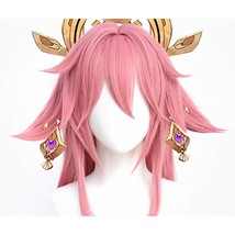Genshin Impact Yae Miko Cosplay, Pink Curly cosplay party wig, Inazuma Yae  - £63.27 GBP